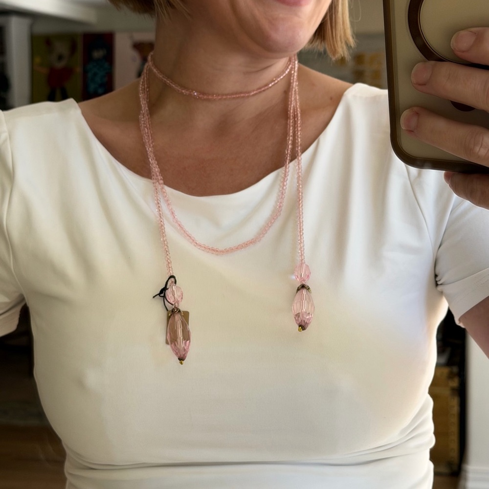 RARE NWT Heidi Daus Baby Powder Pink Crystal Necklace Bolero Wrap Jewelry Beaded